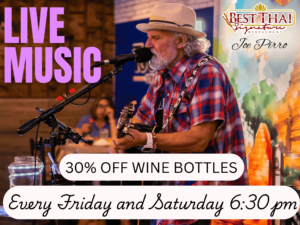 Live Music. Every Fridays and Saturdays 6:30 pm - closing.